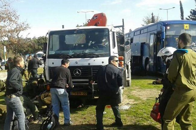 Truck crashes into people in Jerusalem. Strong possibility of terrorist attack