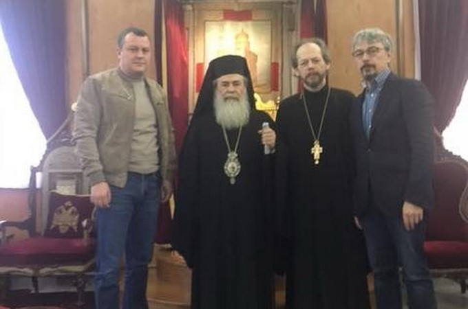 UOC ex-speaker accompanied by the Kiev Patriarchate sponsor and Uniate visits Patriarch of Jerusalem