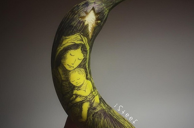 Голландский художник изобразил Божию Матерь на банане 