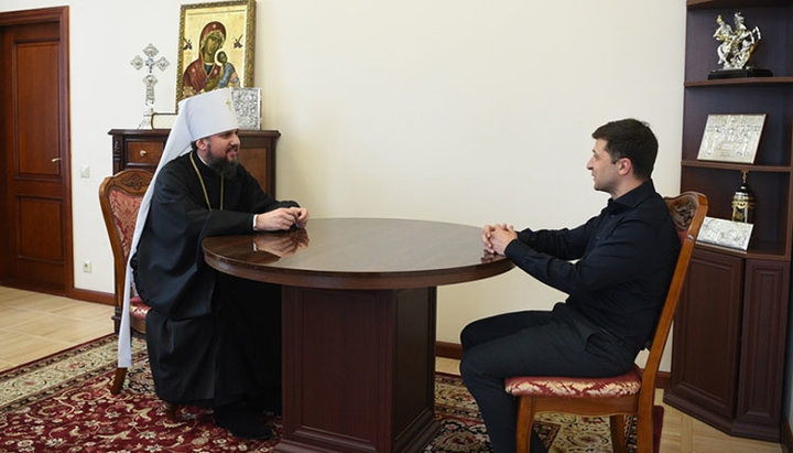 Глава ПЦУ Епіфаній Думенко і Президент України Володимир Зеленський. Фото: pomisna.info