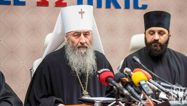 His Beatitude Onuphry at a press conference in Podgorica. Photo: UOC