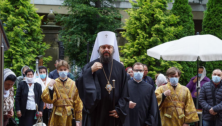 Arhiereul locului al Eparhiei de Lviv a Bisericii Ortodoxe Ucrainene, Mitropolitul de Lviv și Galiția  Filaret (Kucerov). Imagine: foto.upc.lviv.ua