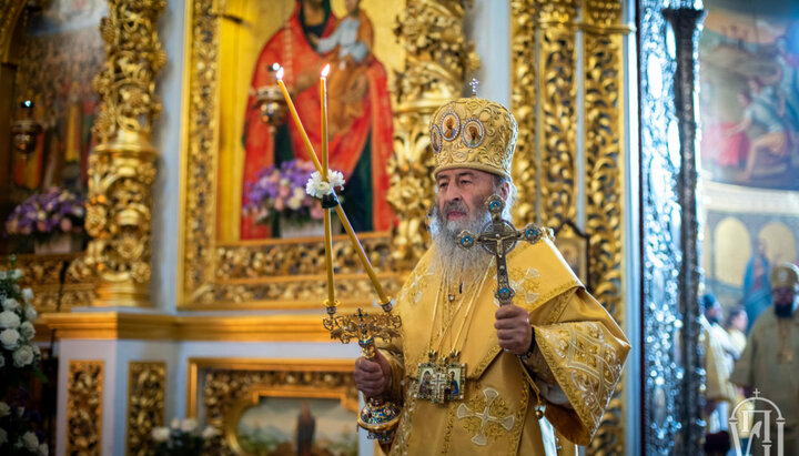 Блаженніший Митрополит Онуфрій під час літургії в Києво-Печерській лаврі. Фото: news.church.ua