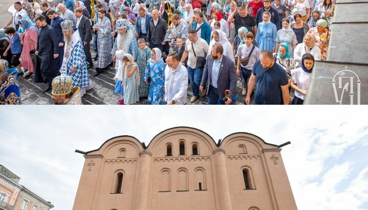 фото с Блаженнейшим из Киево-Печерской Успенской лавры и с Думенко из киевского Успенского храма Пирогощи. Фотоколлаж: СПЖ