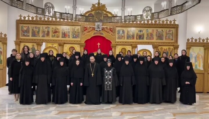 Сестры Одесского Архангело-Михайловского женского монастыря УПЦ. Фото: Скриншот видео с Facebook-страницы игумении Серафимы (Шевчик)