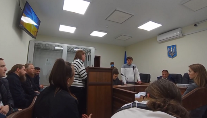 Hearing at Solomiansky Court on May 8, 2024. Photo: screenshot from the video t.me/save_Lavra