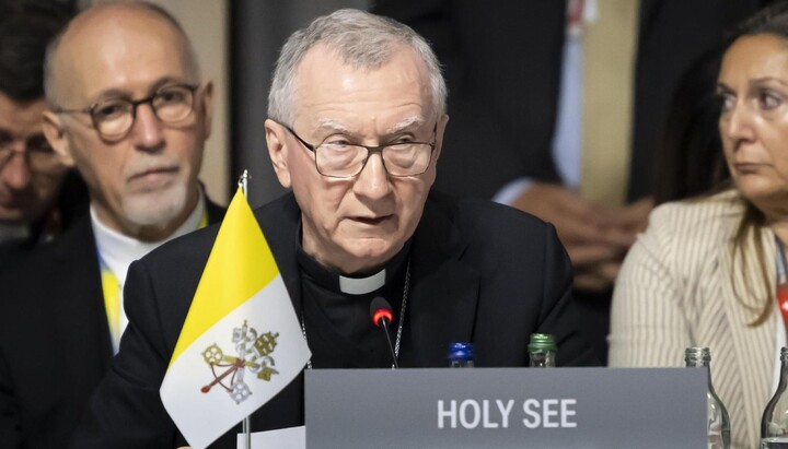 Кардинал Пиетро Паролин по време на "Мирната конференция". Снимка: vaticannews.va