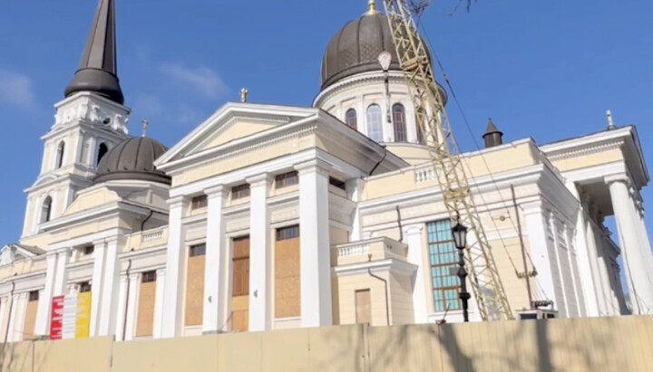 The Spaso-Preobrazhensky Cathedral of the UOC in Odesa. Photo: Screenshot from video t.me/odeparh