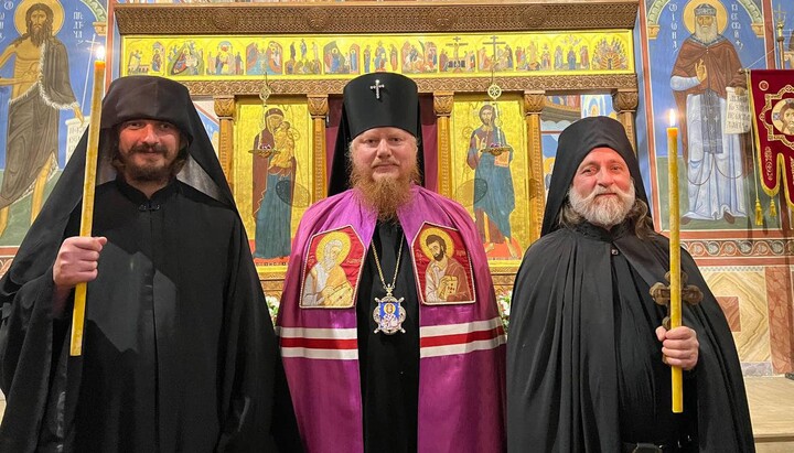 Archbishop Jonah with the brotherhood of Nescheriv Monastery. Photo: Archbishop's Facebook