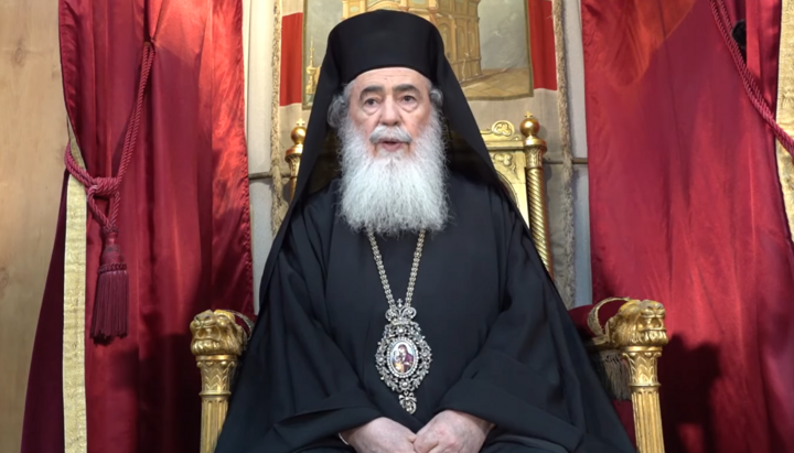 Patriarch Theophilos of Jerusalem. Photo: video screenshot facebook.com/JerusalemPatriarchate
