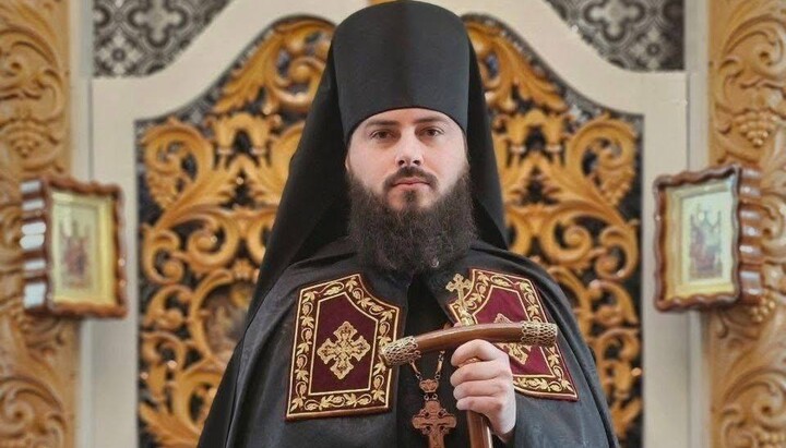 Арhimandritul Teodosie (Slobodianiuk), locțiitorul starețului mănăstirii Înălțarea Sfintei Cruci. Fotografie: Canalul Eparhiei de Hmelnițk a BOUkr în Telegram