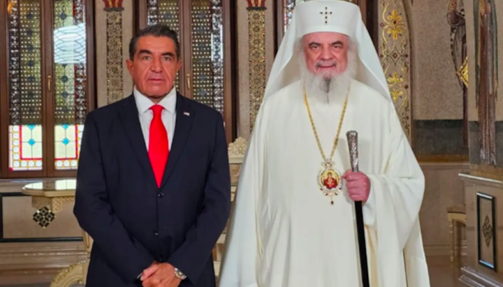 Патриарх Даниил и спецпосланник США Паоло Замполли в Бухаресте. Фото: Orthodox Times