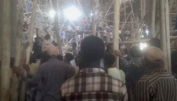 The site of the tragedy at the Arerti Mariam church, where dozens of believers perished. Photo: Facebook Capture – DR