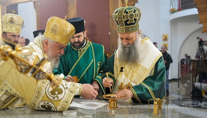 Patriarch Porfirije of Serbia consecrates the altar of the Church of Saints Cyril and Methodius in Maribor, Slovenia. Photo: orthodoxianewsagency.gr