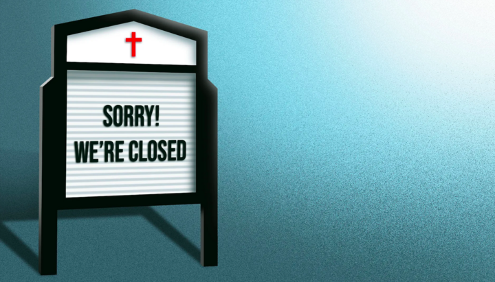 Иллюстрация: все больше церквей в США закрываются из-за снижения числа прихожан. Фото: Сара Грилло/Axios