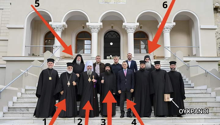 Oamenii care au primit delegația lui Dumenko pe Athos. Fotografie: UJO pe Athos