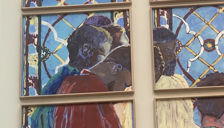 A sketch of modern stained glass windows planned to be installed in Notre-Dame de Paris. Photo: tf1info.fr