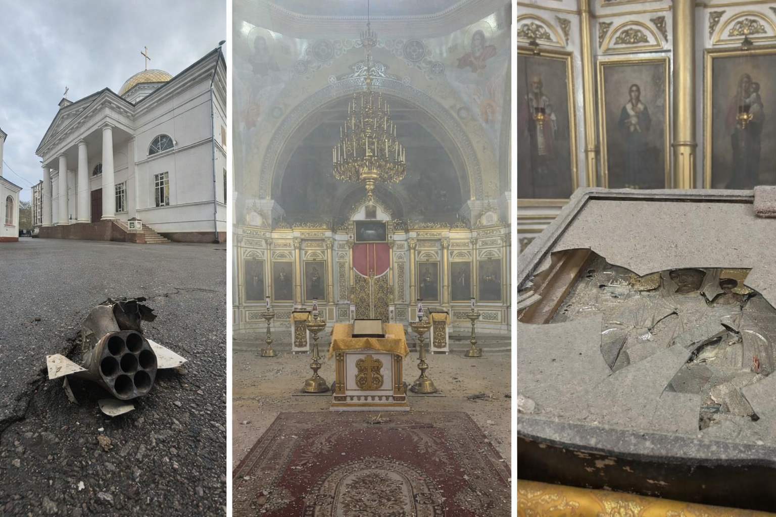 Ο Καθεδρικός Ναός του Αγίου Πνεύματος στη Χερσώνα υπέστη ζημιές από βομβαρδισμούς τα Χριστούγεννα