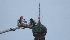 In Finland, a lightning strike set fire to the dome of an Orthodox church