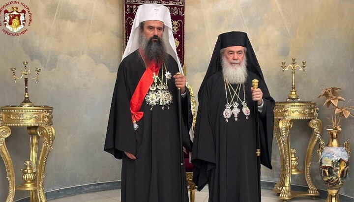 Ο Πατριάρχης Βουλγαρίας Δανιήλ και ο Πατριάρχης Ιεροσολύμων Θεόφιλος. Φωτογραφία: Πατριαρχείο Ιεροσολύμων